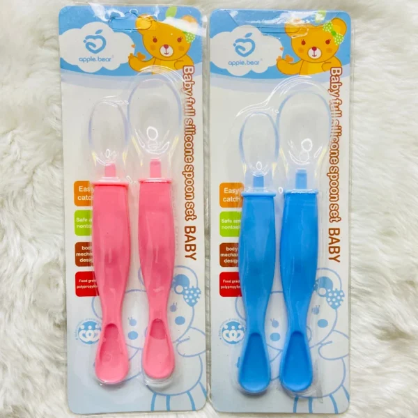 Silicone Feeding Spoon For Baby - (2 pcs)